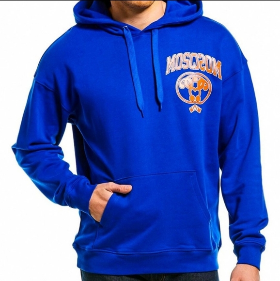 Moschino Other - NWT$450 Moschino Mirror Logo Blue Hoodie Top
